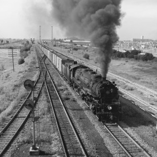 National Railways of Mexico steam locomotive no. 2033 hauling northbound freight to Tolteca at Risco, Mexico, on September 4, 1962. Photograph by Victor Hand, Hand-NdeM-X129-0981.JPG