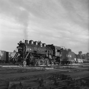 National Railways of Mexico steam locomotive no. 2101 at Irapuato, Guanajuato, Mexico, on July 23, 1961. Photograph by Victor Hand, Hand-NdeM-X129-1001.JPG