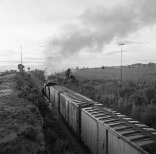 National Railways of Mexico steam locomotive no. 2137 leading eastbound freight train at Acocotla, Mexico, on September 1, 1962. Photograph by Victor Hand, Hand-NdeM-X129-1294.JPG