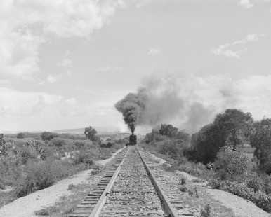National Railways of Mexico stream locomotive no. 2138 with a cement train headed east on a connector line at Iturbe, Hidalgo, Mexico, on June 10, 1964. Photograph by Victor Hand, Hand-NdeM-04-088.JPG