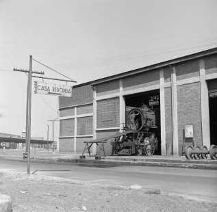 National Railways of Mexico steam locomotive in the shop at Valle de Mexico, Mexico, on July 1961. Photograph by Victor Han, Hand-NdeM-X129-0996.JPG