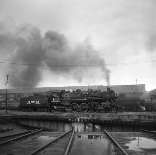 National Railways of Mexico steam locomotive no. 130 at Apizaco, Tlaxcala, Mexico, on July 19, 1961. Photograph by Victor Hand, Hand-NdeM-X129-1497.JPG,