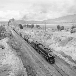 National Railways of Mexico steam locomotive no. 3033, hauls southbound freight at Lechería, Mexico, Mexico, on July 27 1961. Photograph Victor Hand, Hand-NdeM-X129-2063.JPG