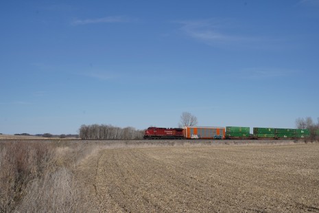 Canadian Pacific no. 199 approaching Columbus, Wisconsin, on April 4, 2020. © Jim Mielke