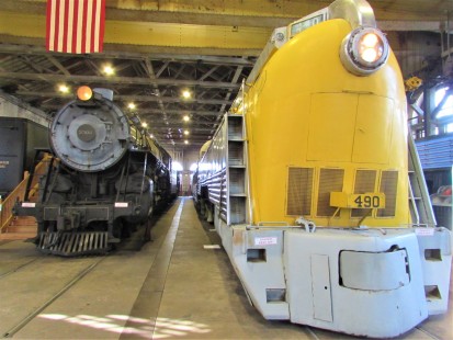 The B&O President Washington (left) and the C&O  Hudson (right) seen at the Baltimore and Ohio Railroad Museum on February 29, 2020. © John Cowgill