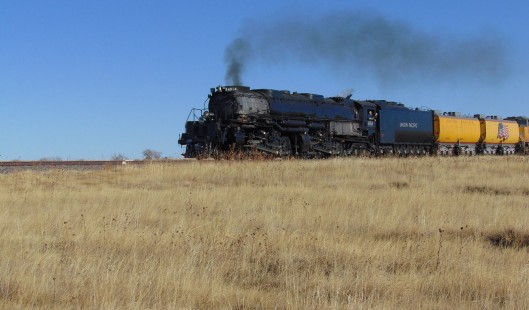 Union Pacific's 4014 steams across the Colorado plains just southeast of Limon, Colorado, on November 23, 2019. © Benjamin Kauffman