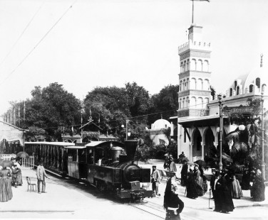 "Passenger train in front of Pavilion of Algeria on L'Esplanade des Invalides, Paris Exposition, 1889." Library of Congress Prints and Photographs Division, LC-USZ62-109484