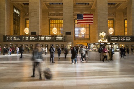 A city within the city, New York City’s Grand Central Station gathers visitors as the first rays of sunlight blanket the storied stone floors, in 2016. © Todd Halamka