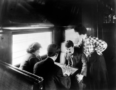 "A game of chess in a tourist sleeper [car], c. 1906." Photograph by George R. Lawrence Co. © George T. Nicholson. Library of Congress Prints and Photographs Division, LC-USZ62-100218
