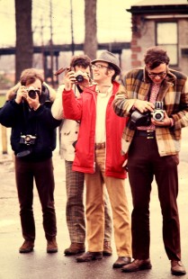 A group of young railfans gathers to photograph the Chicago South Shore and South Bend Railroad (CSS) in Indiana, on April 1, 1973. Photograph by John F. Bjorkland. © 2020, Center for Railroad Photography and Art, Bjorklund-42-03-05