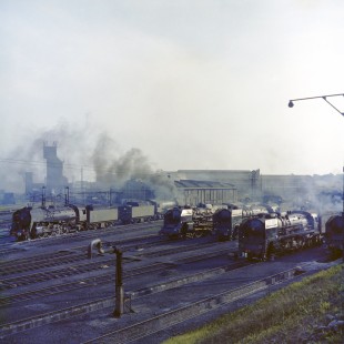 French National Railways engine terminal at Le Mans, Sarthe, France, on July 8, 1963. Photograph by Victor Hand, Hand-SNCF-XC14-56