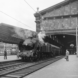 French National Railways steam locomotive no. 141-TC12 at Paris Nord, Île-de-France, France on June 19, 1962. Photograph by Victor Hand, Hand-SNCF-X14-051