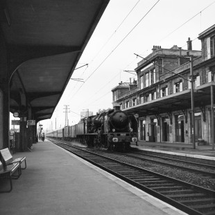 French National Railways steam locomotive no. 231-ER with the international boat train <i>Night Ferry</i> running from London to Paris at Saint-Denis, Seine, France, on June 19, 1962. Photograph by Victor Hand, Hand-SNCF-X14-066