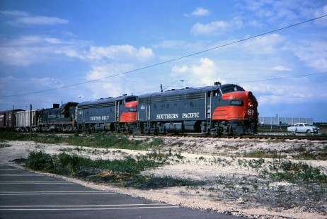 Eastbound Southern Pacific Railroad local arrives in Austin, Texas, after run from Burnet, Texas in May of 1964. Photograph by J. Parker Lamb. Lamb-03-029-08.JPG; © 2016, Center for Railroad Photography and Art