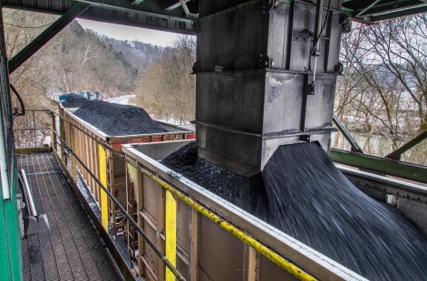 Balkan Mine run C612 begins loading its train of coal for the Carolinas in Tejay, Kentucky, on February 29, 2020. 

Read more about the 2020 John E. Gruber Creative Photography Awards Program: <a href="http://www.railphoto-art.org/connections-2020/" rel="noreferrer nofollow">www.railphoto-art.org/connections-2020/</a>