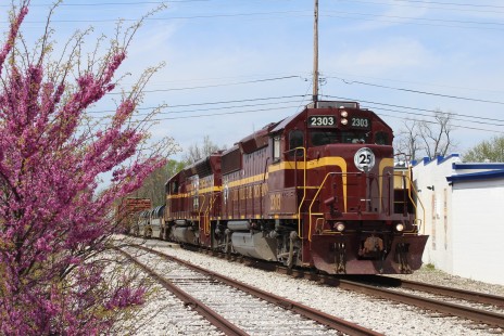Louisville & Indiana Railroad Z550 at Southport Road, Indianapolis, on April 28, 2020. GP39-2 2303 and SD40M-2 3002, southbound with eleven cars.

Jeffrey Gast of Terre Haute, Indiana is an employee of the Indiana Rail Road, and as an essential worker, was frequently trackside. In addition to his work, Gast “cautiously took a few trips while the coronavirus had mostly everything shut down. These were mainly solitary, local affairs that sometimes were extensions of essential errands that I needed to do anyway.” The photo here is among Gast’s favorites, made on the south side of Indianapolis. “Having gotten fast food takeout, I'd just finished lunch in the car while parked at a closed trackside business. Noticing the flowering tree growing along a chain link fence, I framed both the foliage and the train, before continuing a journey to take medications to my mother.”

To see additional member work made during the Covid-19 pandemic, see “Creativity & Covid” in the <a href="http://www.railphoto-art.org/railroad-heritage-62/" rel="noreferrer nofollow">Fall 2020 issue of <i>Railroad Heritage</i></a>.