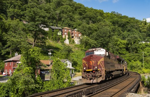 In the late evening hours of July 2nd, 2020, Norfolk Southern’s Pennsylvania Railroad heritage unit 8102 leads train 50E West through Welch, West Virginia.

Adam Horgan of Alexandria, Virginia, writes that he “generally enjoy[s] photographing more remote locations, and COVID-19 has reinforced that tendency for me. I’ve gone to some locations that have been on my photography bucket list, and utilized the long Summer days to be more patient on the slower lines.”

To see additional member work made during the Covid-19 pandemic, see “Creativity & Covid” in the <a href="http://www.railphoto-art.org/railroad-heritage-62/" rel="noreferrer nofollow">Fall 2020 issue of <i>Railroad Heritage</i></a>.