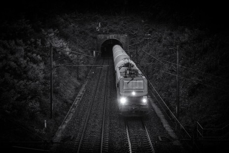 A liquified gas train at the exit of Foug’s Tunnel, on the Paris to Strabourg line, in Toul, France, on September 1, 2020.
