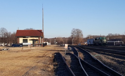 Looking east on the BNSF line from Chicago to the Twin Cities in Oregon, IL. December 4, 2020