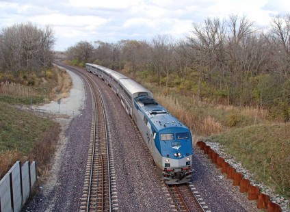 Amtrak 22, the Texas Eagle, departing Joliet, IL. November 8, 2020