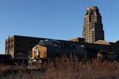 CSX freight heading SW having come south down the belt-line passing the ex-New York Central Terminal complex. January 15, 2020