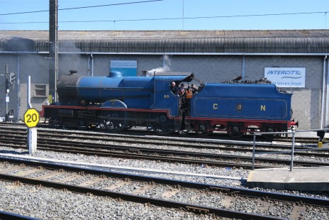 GNR(I) 1932-built Compound No. 85 Merlin backs onto its train for Belfast at Connolly Station, Dublin. May 13, 2019