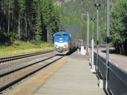 Amtrak’s Empire Builder stops at Essex, MT (Glacier Park). September 2019