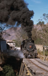 Guayaquil & Quito steam locomotive no. 53 leads northbound  train in Alausi, Chimborazo, Ecuador, on August 19, 2003. Photograph by Katherine Botkin. BOTKINK-102-KT-12, © 2003, Katherine Botkin