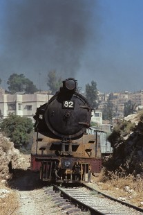 Hedjaz Jordan Railway steam locomotive no. 82 at Amman, Jordan, on July 19, 1998. Photograph by Katherine Botkin. BOTKINK-107-KT-04, © 1998, Katherine Botkin