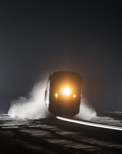 A southbound Amtrak train, making nearly 90 m.p.h., kicks up snow in Stuyvesant, New York, on February 15, 2021.

Judges’ Comments: The judges admired this photographer’s use of synchronized flash-lighting that dramatically illuminates the cone of snow swept up by the on-coming high speed passenger train and leading line of foreground rail.

Read more about the 2022 John E. Gruber Creative Photography Awards: <a href="https://railphoto-art.org/awards-2022/" rel="noreferrer nofollow">railphoto-art.org/awards-2022/</a>