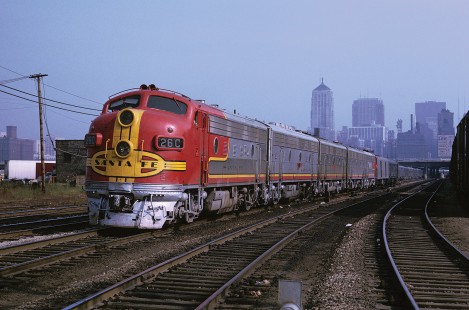 Atchison, Topeka, and Santa Fe locomotive no. 26C leads westbound passenger train no. 19, the "Chief" at 14th Street in Chicago, Illinois on August 6, 1967. Photograph by William Botkin. BOTKINW-15-WT-25 © 1967, William Botkin.