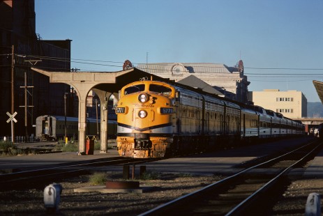 Denver and Rio Grande Western Railroad Rio Grande Zephyr no. 17 led by locomotive no. 5771 at Denver, Colorado, on August 17, 1974. Photograph by William Botkin, BOTKINW-8-WT-142 © 1974, William Botkin.