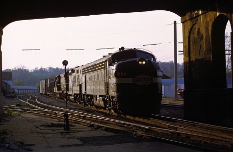 Penn Central locomotive no. 1805 hauls eastbound freight at Ann Arbor, Michigan, in April, 1968. Photograph by William Botkin, BOTKINW-10-WT-76 © 1968, William Botkin.