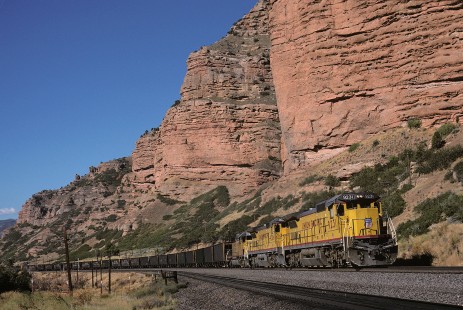 Union Pacific Railroad locomotive no. 9231 hauls eastbound freight east of Echo, Utah, on September 10, 1989. Photograph by William Botkin, BOTKINW-19-WT-489 © 1989, William Botkin.