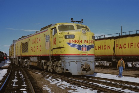 Union Pacific Railroad gas turbine locomotive no. 18 at Cheyenne, Wyoming, on March 26, 1971. Photograph by William Botkin, BOTKINW-19-WT-31 © 1971, William Botkin.
