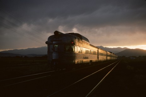 Denver and Rio Grande Western Railroad Silver Sky on Rio Grande Zephyr no. 17 observation between Narrows and Rio, Utah, on July 20, 1974. Photograph by William Botkin, BOTKINW-8-WT-48 © 1974, William Botkin.