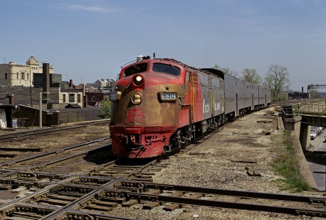 Chicago, Rock Island and Pacific Railroad locomotive no. 630 leads a westbound commuter train at Joliet, Illinois, in May, 1974. Photograph by William Botkin, BOTKINW-30-WT-4 © 1974, William Botkin.