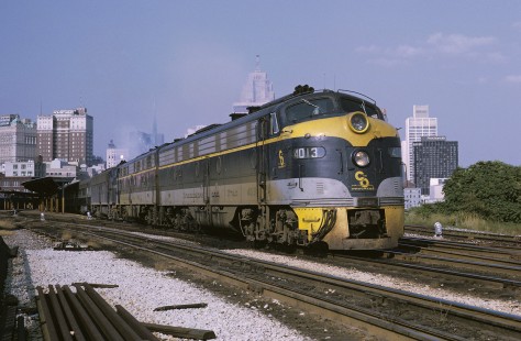 Chesapeake & Ohio Railway locomotive nos. 4013 and 4022 lead the Sportsman no. 4-46 at Fort Street Station in Detroit, Michigan, on August 19, 1967. Photograph by William Botkin, BOTKINW-3-WT-9 © 1967, William Botkin.