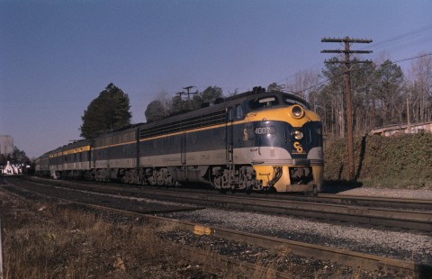 Chesapeake & Ohio Railway locomotive no. 4007 leads the George Washington at Williamsburg, Virginia, in November, 1963. Photograph by William Botkin, BOTKINW-3-WT-1 © 1963, William Botkin.