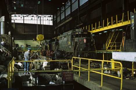 Penn Central locomotive no. 2216 at the diesel shops in Enola, Pennsylvania, on June 29, 1968. Photograph by William Botkin, BOTKINW-10-WT-103 © 1968, William Botkin.