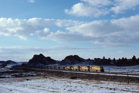 Union Pacific Railroad locomotive no. 2533 hauls eastbound freight at Dale, Wyoming, on January 17, 1981. Photograph by William Botkin, BOTKINW-19-WT-224 © 1981, William Botkin.