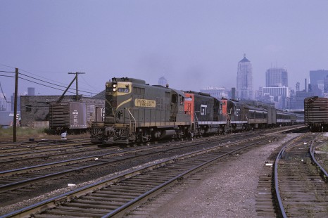 Grand Trunk Western locomotive no. 4139 leads eastbound Maple Leave no. 158 at 14th Street in Chicago, Illinois, on August 15, 1967. Photograph by William Botkin, BOTKINW-6-WT-11 © 1967, William Botkin.