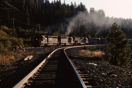 Southern Pacific Railroad locomotive no. 8926 hauls eastbound freight at Cisco, California, on September 22, 1974. Photograph by William Botkin, BOTKINW-18-WT-48 © 1974, William Botkin.