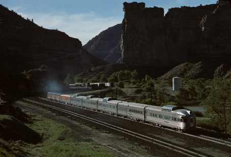 Denver and Rio Grande Western Railroad Silver Sky on Rio Grande Zephyr no. 17 observation at Castle Gate, Utah, on June 14, 1975. Photograph by William Botkin, BOTKINW-8-WT-255 © 1975, William Botkin.