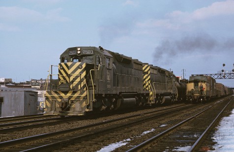 Central Railroad of New Jersey locomotive no. 2503 leads eastbound freight at Elizabeth, New Jersey, in March, 1967. Photograph by William Botkin, BOTKINW-12-WT-19 © 1967, William Botkin.