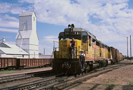 Union Pacific Railroad locomotive no. 701 hauls northbound freight at La Salle, Colorado, on August 26, 1986. Photograph by William Botkin, BOTKINW-19-WT-433 © 1986, William Botkin.