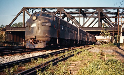 Conrail passenger train (recent merger with Penn Central) in Dearborn, Michigan, on May 22, 1976. Photograph by John F. Bjorklund, © 2016, Center for Railroad Photography and Art. Bjorklund-80-06-08