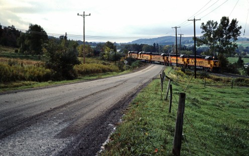 Northbound Baltimore and Ohio Railroad freight train in West Valley, New York, on October 4, 1981. Photograph by John F. Bjorklund, © 2015, Center for Railroad Photography and Art. Bjorklund-16-23-23
