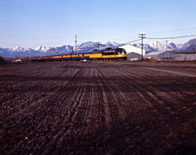 Alaska Railroad EMD FP7A locomotive no. 1510 leading passenger train through rural Alaska, c. 1968. Photograph by Leo King, © 2015, Center for Railroad Photography and Art. King-02-017-006
