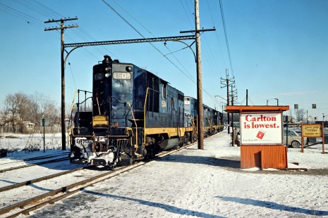 South Shore Line GP7 locomotives at Miller, Indiana, on January 17, 1981. Photograph by John F. Bjorklund, © 2015, Center for Railroad Photography and Art. Bjorklund-42-11-07